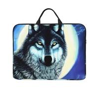 Wolf Under Moon 14-Inch Laptop Bag With Shockproof Lining And Portable Design, Suitable For Business And Daily Use., Black, One Size
