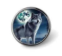 Wolf Under Moon Badges Circle with Button Design, Personalized Picture Pin Brooches, Round Badge Holders for Decorate Hat Shirt Clothing Bag Accessories