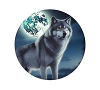 Wolf Under Moon Button Pins 1 Pc, 2.4 Inch Round Button Badges Metal Personalized Picture Photo Pin Buttons Kit For Craft Supplies Christmas Diy Party Projects, 5 PCS, One Size