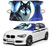 wolf under moon Car Windshield Snow Cover Winter Guard | Auto front window frost protector waterproof polyester sun shade screen shield fits suv motor vehicles with storage pouch