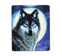 Wolf Under Moon Colorful Rubber Lock Edge Mouse pad (Vertical Style), Thickened Design not Easy to deform