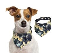 Wolf Under Moon Cotton Dog Bandanas - Washable Cotton Handkerchief Scarf Triangle Bandana for Small Medium Large Dog,Cat, Black