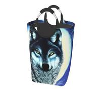wolf under moon Dirty clothes pack.Printed Laundry Basket, 50L Foldable Clothes Storage Hamper