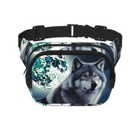 Wolf Under Moon Fanny Pack For Women Waterproof Adjustable Belt Bags Waist Pack Fashion Casual Crossbody Bags Bum Bag For Running Workout Hiking Traveling, Black, One Size