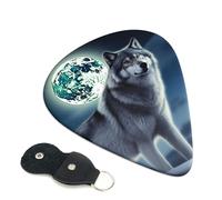 Wolf Under Moon Guitar Plectrums, 6 Guitar Plectrums, Double Sided Printing, For Acoustic Guitar, Bass, Ukulele, Electric Guitar (0.46 Mm 0.71 Mm 0.96 Mm)