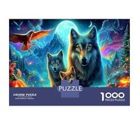 Wolf Under Moon Jigsaw Puzzles for Adults. Fantasy Forest 1000 Piece Impossible Challenge for Kids Puzzle Beginners 70x50cm/1000pcs