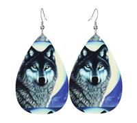 wolf under moon Leather Earring Pairs Teardrop Faux Leather Earrings Set for Women Lightweight Leather Dangle Drop Earrings.