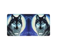 wolf under moon License Plate for Front of Car – Personalized Aluminum Car Tags – 6†x 12†Universal Fit.