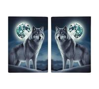 Wolf Under Moon Passport Holder for Women Men PU Leather Passport Travel Wallet with Multiple Pockets