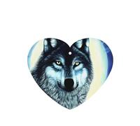 Wolf Under Moon Pattern Car Air Fresheners 6 Pcs Heart Shape Hanging Aromatherapy Tablets Scented Fresheners For Bedroom Bathroom