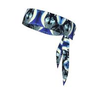 Wolf Under Moon Performance Sports Headband - Double Sided Moisture Wicking Workout Head Tie for Running, Yoga & Gym