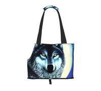 Wolf Under Moon Pet Carrier Bag-Foldable Travel Tote For Small Dogs Cats, Portable Soft Sided Pet Crate With Seatbelt For Cat Puppy