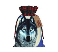 wolf under moon Print Christmas Drawstring Bags Snack Wrap, Reusable Holiday Treat Sacks for Presents S