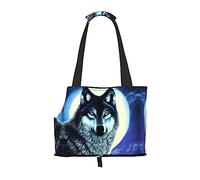 Wolf Under Moon Printed Portable Foldable pet Shoulder Bag, Suitable for Carrying Small Pets