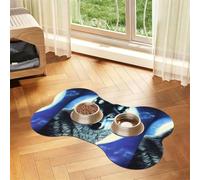wolf under moon Prints Bone-shaped pet meal mat | Absorbent, non-slip, durable, and easy-to-clean pet feeding mat