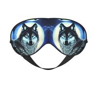 Wolf Under Moon Prints Double-Sided Eye Mask Adjustable Design Light-Blocking and Breathable Suitable for Rest and Travel.