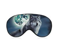 Wolf Under Moon Sleep Mask for Women Men, Soft Eye Mask with Adjustable Strap for Sleeping, Light Blocking Travel Blindfold for Nap Comfortable Eye Cover for Home Office