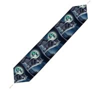 Wolf Under Moon Table Runner for Dining Table, Short Plush Runners Washable & Durable Tablerunner Modern Home Decor for Wedding, Kitchen, Holiday 178*33cm