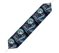 Wolf Under Moon Table Runner for Dining Table, Short Plush Runners Washable & Durable Tablerunner Modern Home Decor for Wedding, Kitchen, Holiday 200*33cm
