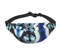 wolf under moon Travel crossbody waist bag, suitable for sports, running, cycling, traveling, fishing boys large waist bag,