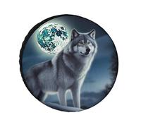 Wolf Under Moon Universal Trailer Tire Cover Waterproof Travel Wheel Protector for Trailers Trucks RVs SUV 24-36 inches (Fits 28 inch Wheels: