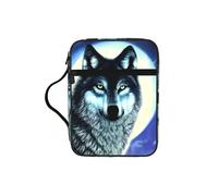 Wolf Under Moon Water-Resistant Bible Tote Bag with Pocket, Large Journal Cover Case for Church Travel