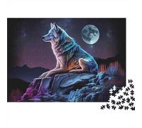 Wolf Under Moonlight 1000pc Jigsaw Puzzle for Seniors After-school Puzzle Activity Brain Training Thick Cardboard 38x26cm/1000pcs