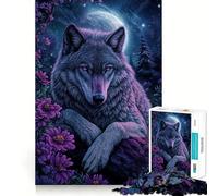 Wolf Under Moonlight Adults 1000 Pieces Puzzle Mental Focus Game Premium Laser Cut Quality Family Fun Night Activity (38x26cm)