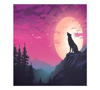 Wolf under Moonlight Dishwasher Magnet Cover Waterproof Magnectic Sticker Refrigerator Magnet Decor Home Cabinet Decals Appliances Stickers for Home Decor Kitchen Decoration 23"x26"