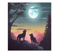 wolf under Moonlight Dishwasher Magnet Cover Waterproof Magnectic Sticker Refrigerator Magnet Decor Home Cabinet Decals Appliances Stickers for Home Decor Kitchen Decoration 23"x26"