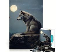 Wolf Under Moonlight Jigsaw for Teenagers1000 Pieces Mental Boost Game Burr Free Clean Cut Pieces Easy to Learn Family Enjoyment (50x75cm)
