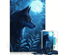 Wolf Under Moonlight Jigsaw Puzzle 1000 Piece Mental Exercise Fun Seamless Fit Precise Pieces Engaging Way to Pass Free Hours (38x26cm)