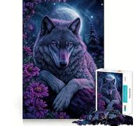 Wolf Under Moonlight Jigsaw Puzzles 1000 Mind Skill Play Premium Laser Cut Quality Quiet Time Mind Exercise at Home (38x52cm)