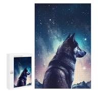 Wolf Under Starry Sky Art Jigsaw Puzzle, 1000 PCS, for Adult Puzzle Fans, A Creative Way to Unwind after A Busy Day, for Cosy Nights