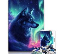 Wolf Under The Aurora 1000 Pieces Jigsaw Puzzles for Adults And Teens,Toys Educational Games Stress Relieving Suitable for Desktop Decoration (38x26cm)