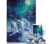 Wolf Under The Aurora Jigsaw Puzzles for Adults Teenagers Jigsaws Puzzle,Brain Intelligence Challenge Addictive Toys for Home Decoration (38x26cm)