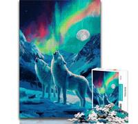 Wolf Under The Aurora Jigsaws 1000 Pieces for Teenagers,Educational Games Home Decoration Deal As Gifts for The Whole Family (50x75cm)
