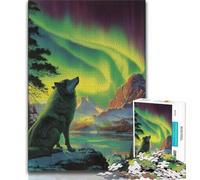 Wolf Under The Aurora Puzzles 1000 Pieces for Adults,for Educational Game Challenge Toy for Is Ideal As A Gift for The Whole Family (75x50cm)