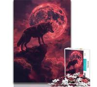 Wolf Under The Blood Moon 1000 Piece Jigsaw Puzzles for Teenagers,Family Game Stress Reliever Difficult Challenge Artists Collection,Fine Art (50x75cm)