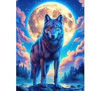 Wolf Under The Full Moon 1000 Piece Jigsaw Puzzle for Adults Wildlife Pet Jigsaw Weekend Parent Activity After Work Stress Relief Vibrant Artwork Home Wall 1000 PCS
