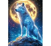 Wolf Under The Full Moon 500-piece Jigsaw Puzzle Bundle Wildlife Pet Family Puzzle Lovers Brain Training Mindful Activity Spring Gift Durable Cardboard 500 PCS