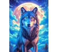 Wolf Under The Moon 300 Pieces Premium Jigsaw Puzzle Wildlife Pet Adult Jigsaws Educational Challenge Mental Exercise Wall Art Winter Cardboard 300 PCS