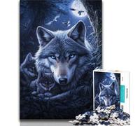 Wolf Under The Moon Jigsaw Puzzles for Teenagers 1000 Pieces,Pattern Assembly Fun at Home Activities,Birthday Present,Travel Gifts 38x26cm