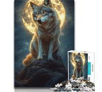 Wolf Under The Moon JigsawPuzzle 1000 Pieces for Adults,Toys Educational Games Stress Relieving Suitable for Desktop Decoration (75x50cm)