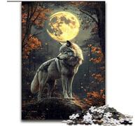 Wolf Under The Moon Jigsaws Puzzles 1000 Pieces for Teenagers Gifts, Educational Games Home Decoration Birthday Present, Gifts, Wall Art (26x38cm)