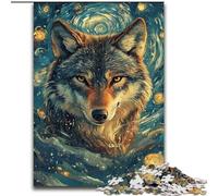 Wolf Under The Night Sky Jigsaw Puzzles for Teenagers 1000 Piece Puzzle, Stress Reliever Staycation Kill Time with Matching Poster And Trivia Sheet (50x75cm)