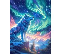 Wolf Under The Northern Lights 1000 Piece Jigsaw Puzzle for Adults Wildlife Pet Cute Lunch Break Activity Quick Escape No Duplicate Pieces for Busy Professionals 1000 PCS