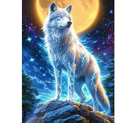 Wolf Under The Northern Lights 300 Piece Jigsaw Puzzle Pack Wildlife Pet Teens Beginners Cognitive Development Puzzle Fans Group Play Anniversary Premium Cardboard 300 PCS