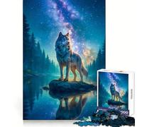 Wolf Under The Starry Night Sky 1000 Piece Jigsaw Puzzles for Teenagers Jigsaw Brain Activity Time Well Spent Neat Edges (50x75cm)