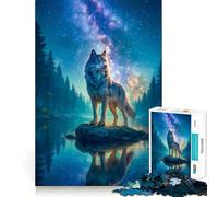 Wolf Under The Starry Night Sky Adult Jigsaw1000 Pieces Mind Boost Game Premium Laser Cut Quality Relaxing Indoor Group Activity (50x75cm)